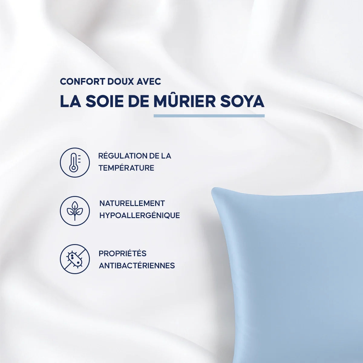 Housse d’Oreiller en Soie Naturelle Soya